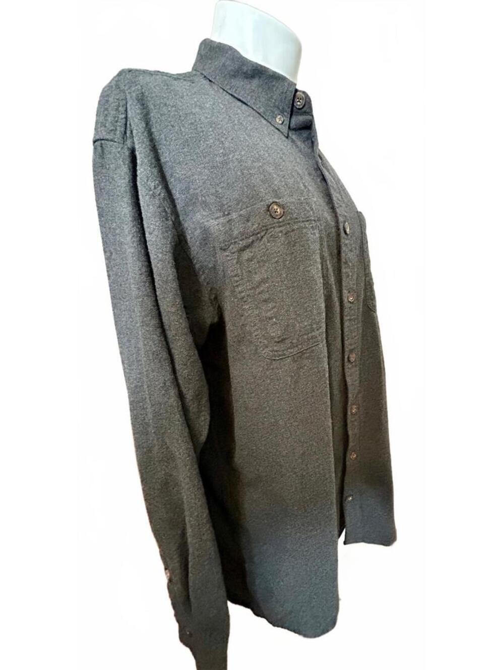 Duluth Trading Co Free Swingin Flannel Shirt Mens XL Tall Gray Workwear Cotton